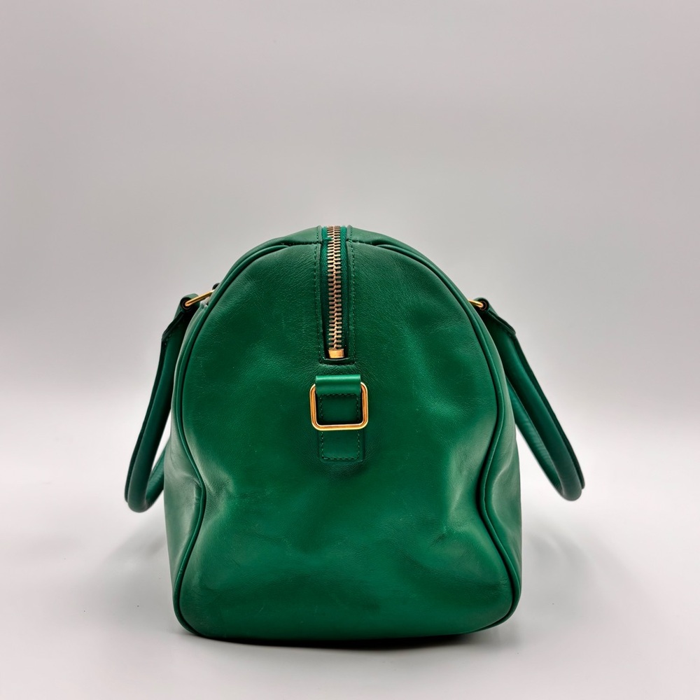 Saint Laurent Green Leather Duffle Top Handle Bag Gold Hardware - Picture 4 of 9